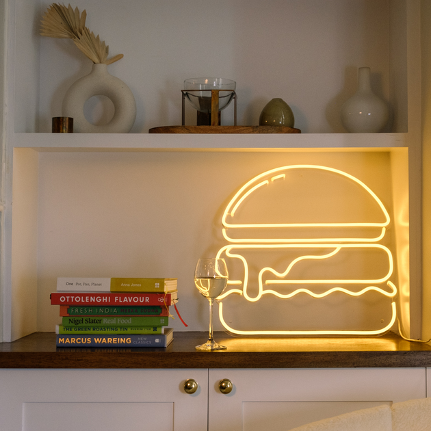 ZoeZo Design - Lampe Néon LED Hamburger - Burger - Jaune - Rouge