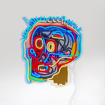 Untitled (Head) YP x Jean Michel Basquiat, LED neon sign