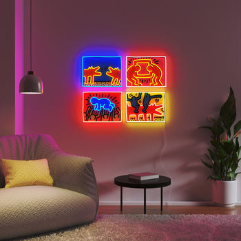 Mix Colored Yellowpop x Keith Haring, Led Neon Sign