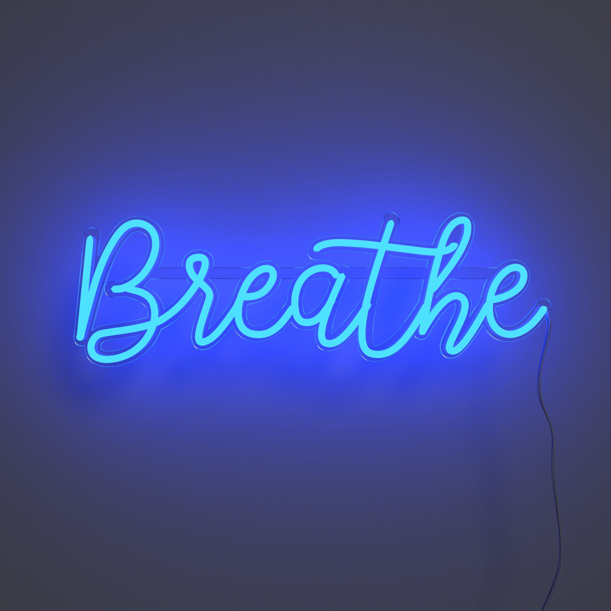 Lovely Bright White Simple 2024 “BREATHE” Real Neon Light Decoration