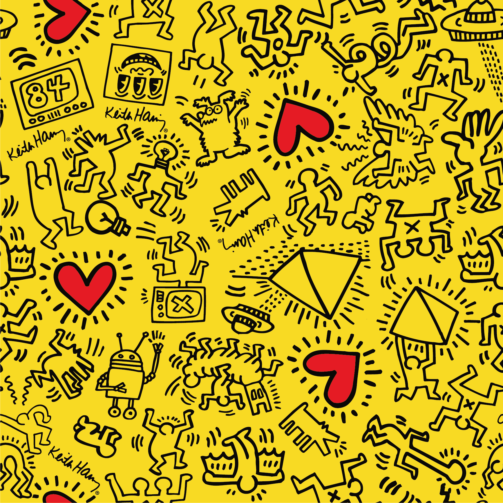 Heart Magnet Wallpaper, YP x Keith Haring